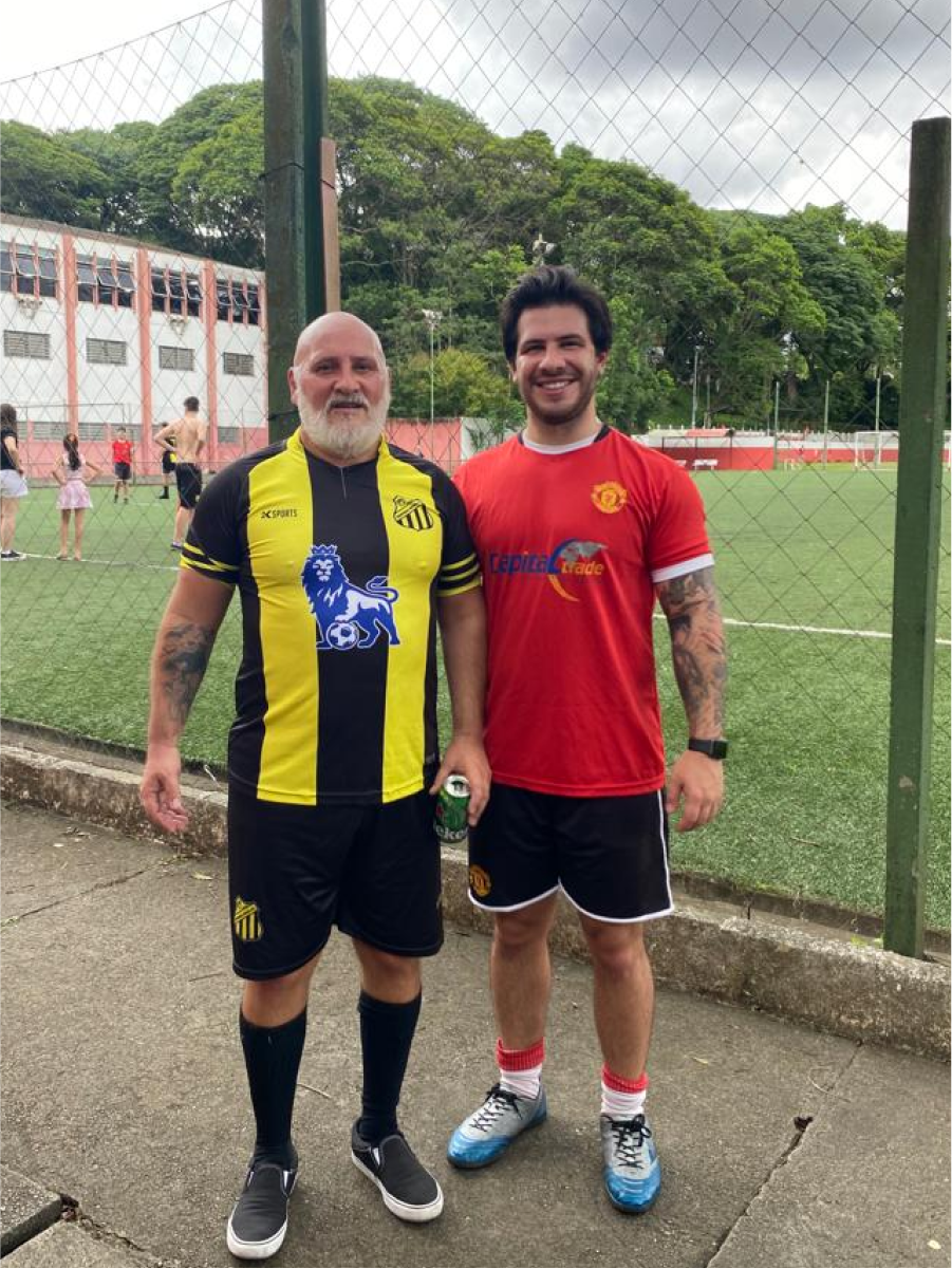 My dad and I ready to play some football